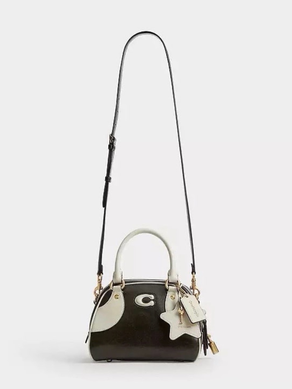 Coach Coachtopia Bowling Top Handle Bag in Black & White Upcrafted Leather NWT - Picture 9 of 11